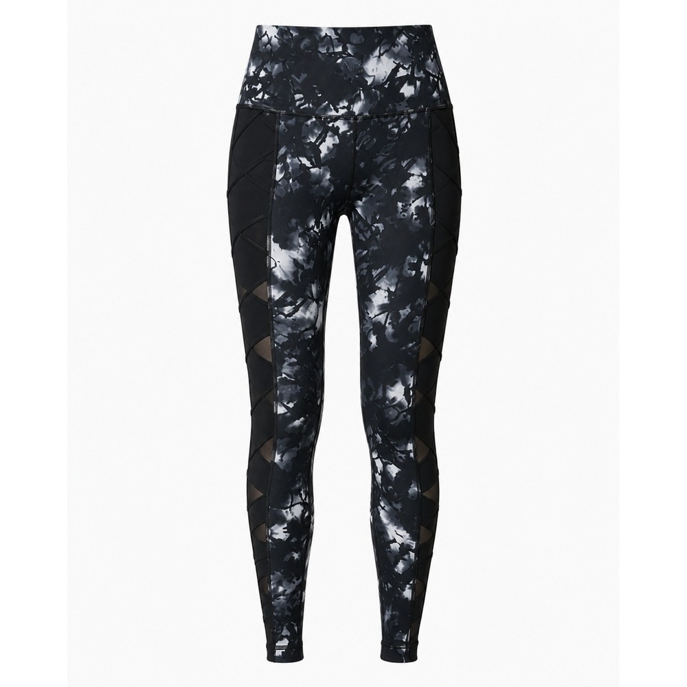 Lululemon High Rise Mesh Lattice Tie Dye Leggings Black‎ White Marble Print